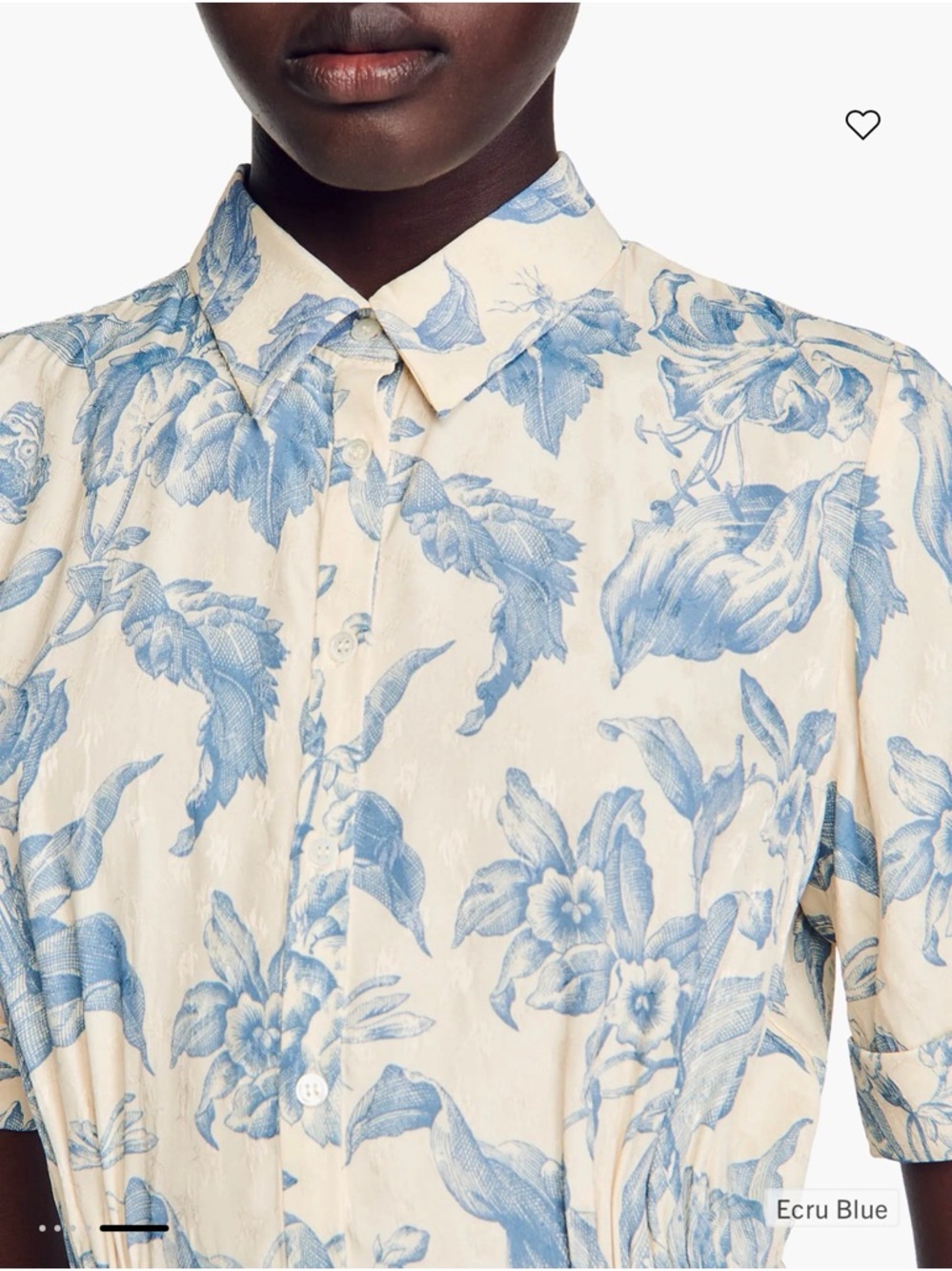 Sandro Josephine Collar Shirt Dress Contrasting Midi Dress Floral (MSRP: $455) - Picture 2 of 9